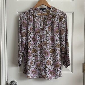 NYDJ Pink and Brown Floral Blouse